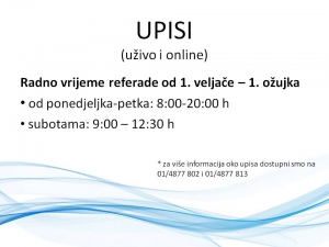Radno vrijeme referade za vrijeme upisa