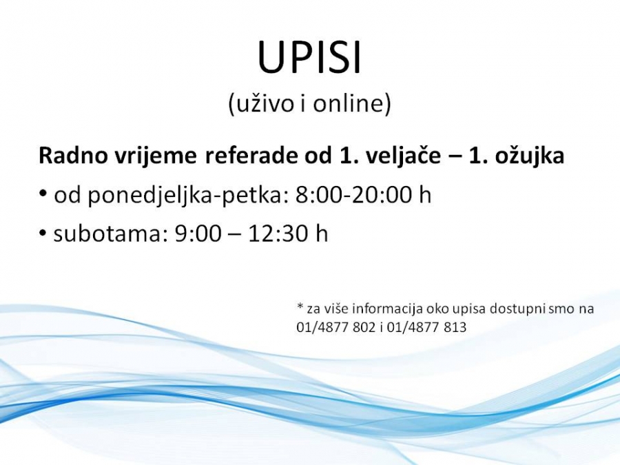 Radno vrijeme referade za vrijeme upisa